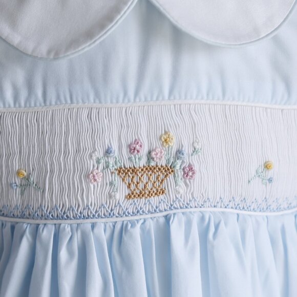 Rare Blue Smocked Traditional Heirloom Dress Boutique Spring Portrait 24 Months - Picture 3 of 5